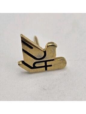 Hand Dove Bird Pin Gold Tone Black Outline Lapel Collectible